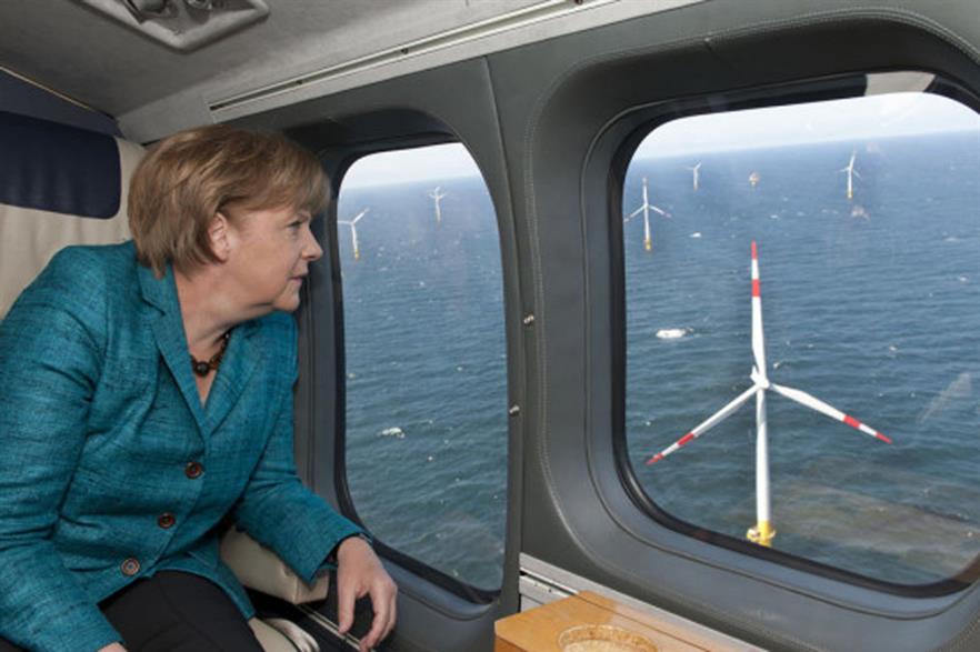 Chancellor Angela Merkel en route to the opening of the Baltic I project